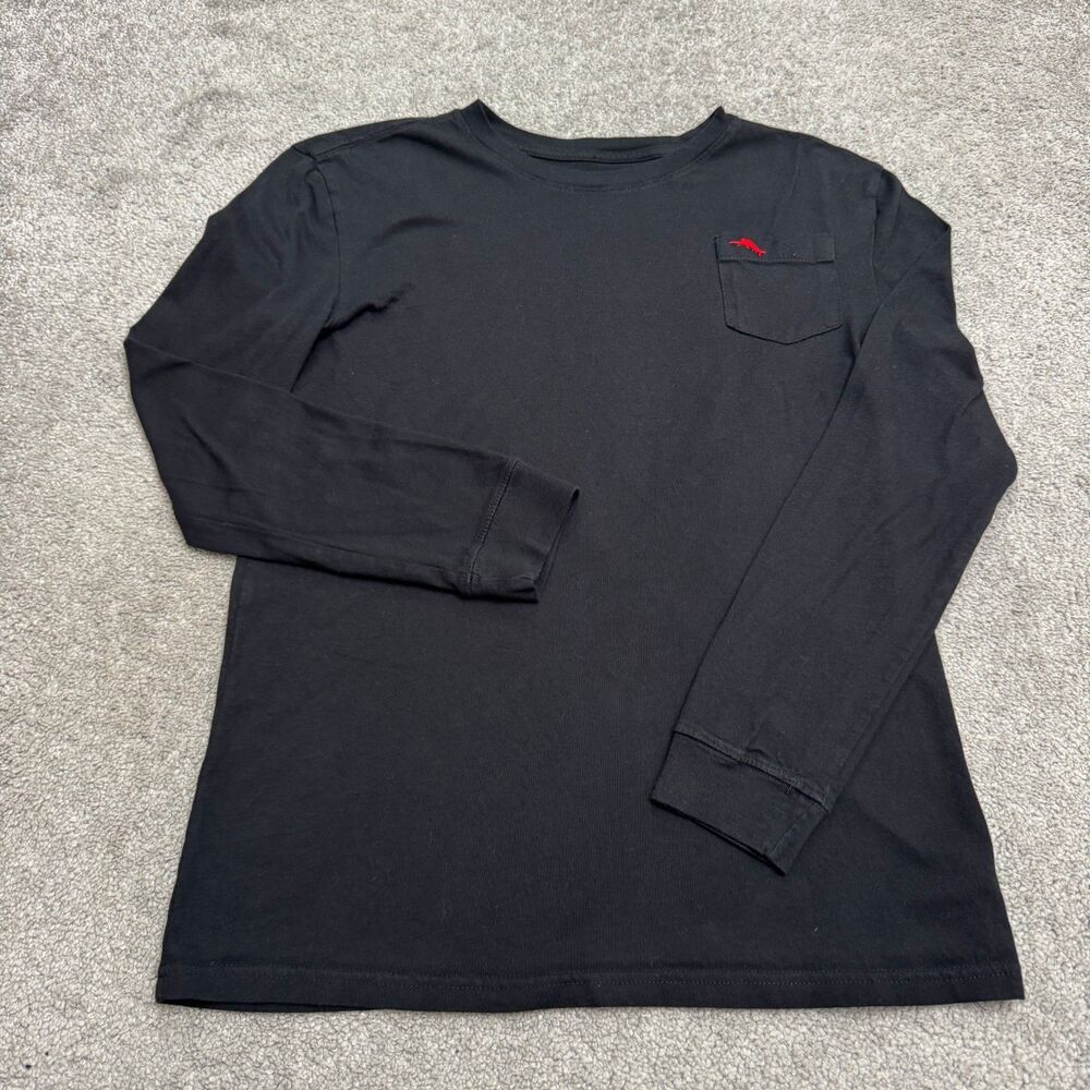 Tommy Bahama Long Sleeve T-Shirt Boys XXL Black Crew Neck Cotton Pocket Tee